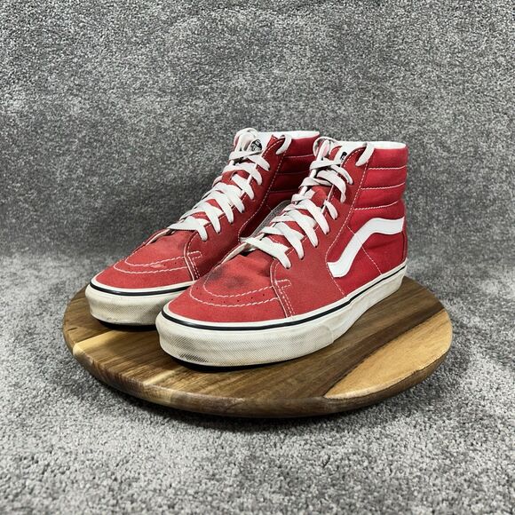 VANS SK8-HI Mens Sz 9.5 Women’s Sz 11 Racing Red Suede Skate Athletic Shoes Used main image 9